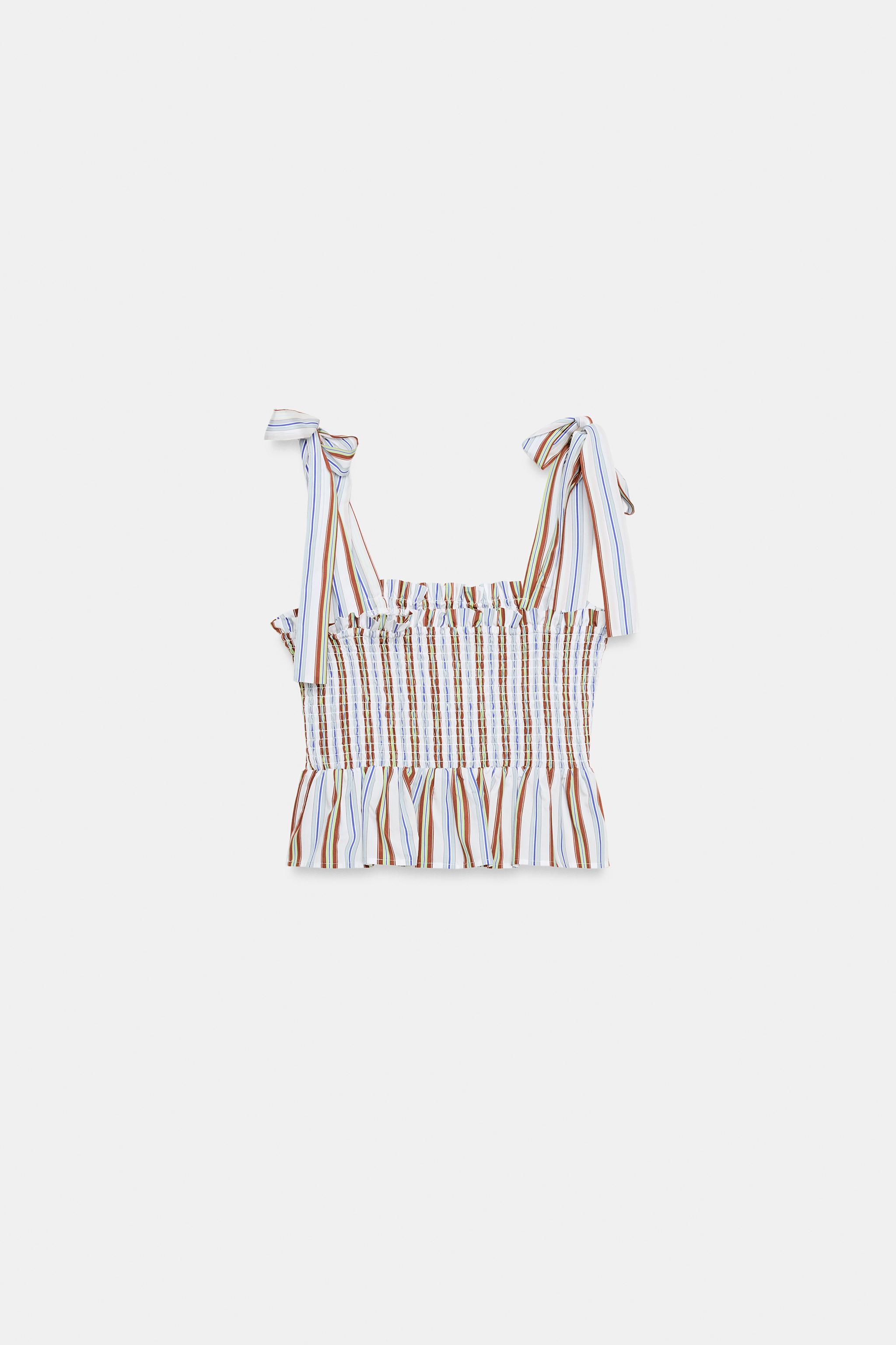 SMOCKED STRIPED TOP